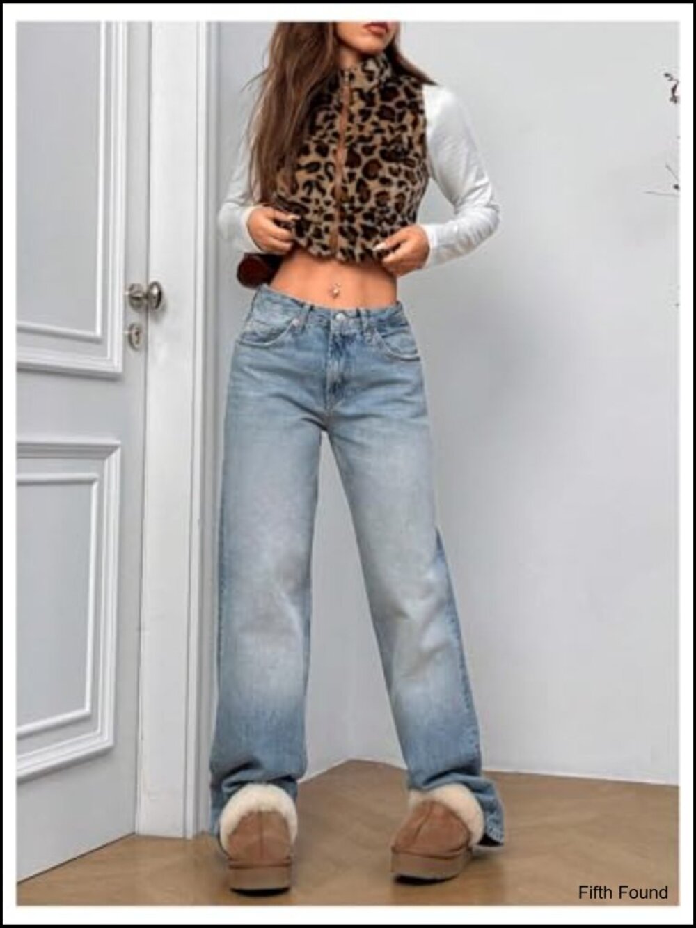 Y2k Leopard Print Cropped Vest Jacket Zip Up Fuzzy Sleeveless Cheetah Outwear - Picture 3 of 6